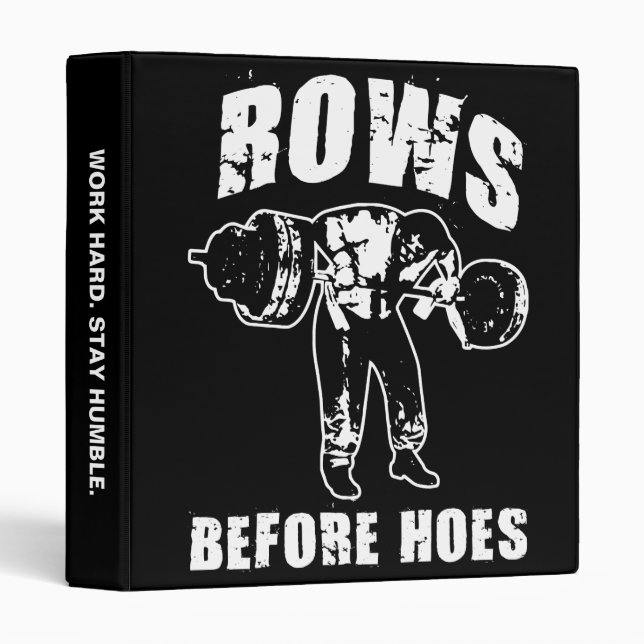 Rows Before Hoes - Funny Barbell Row Workout Binder (Front/Spine)