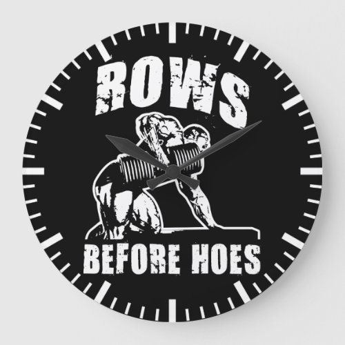 Rows Before Hoes _ Funny Dumbbell Row Workout Large Clock