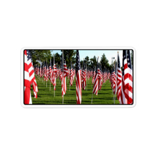 Rows of American Flags 9/11 Memorial - Corner Label