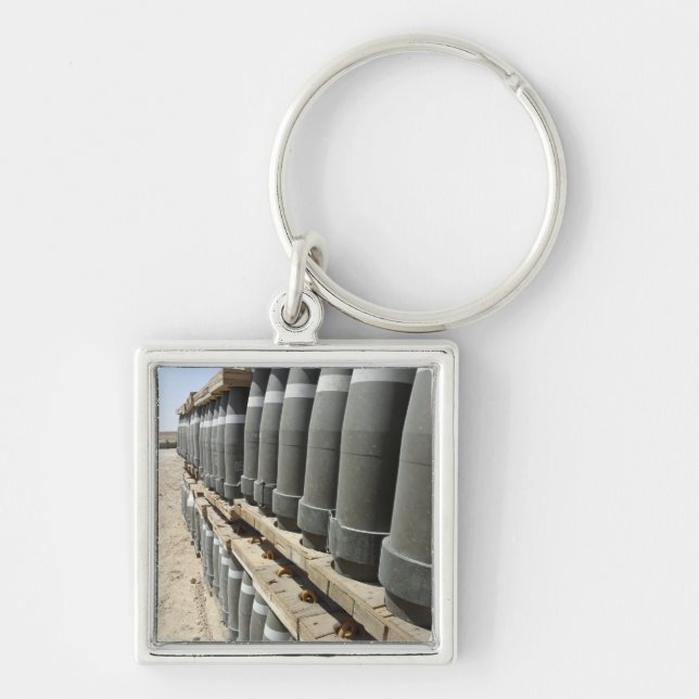 Rows of ammunition are stacked and prepped keychain (Front)