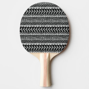 Rows of Black and White Doodle Patterns Ping Pong Paddle