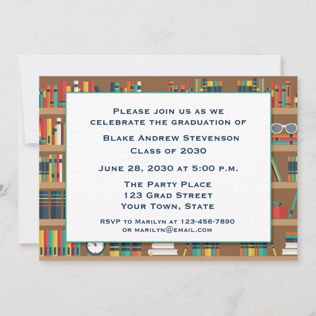 Rows of Books Graduation Invitation (Front)