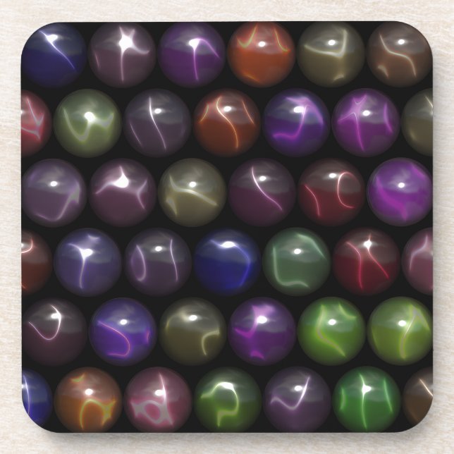 Rows Of Catseye Marbles Beverage Coaster (Front)