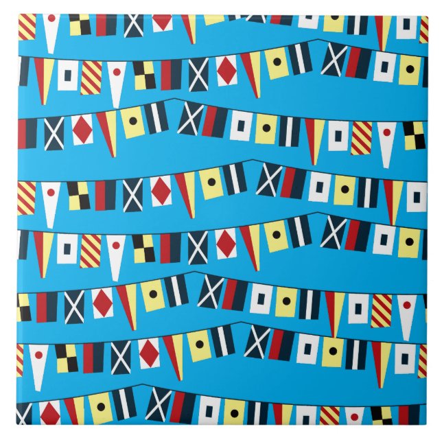Rows of Colorful Nautical Flags Tile (Front)