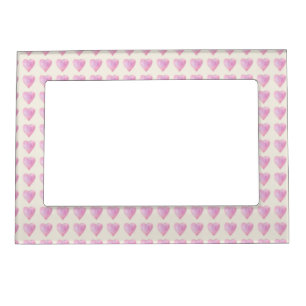 ROWS OF CUTE PINK BABY GIRL HEARTS MAGNETIC FRAME