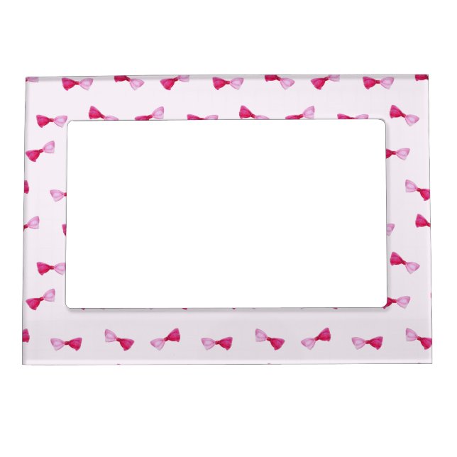 ROWS OF CUTE PINK WATERCOLOR BABY BOWS MAGNETIC FRAME (Front)