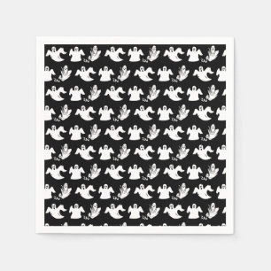 Rows Of Flying Dancing Ghosts Halloween Party Napkins