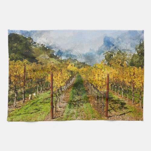 Rows of Grapevines in Napa Valley California Towel