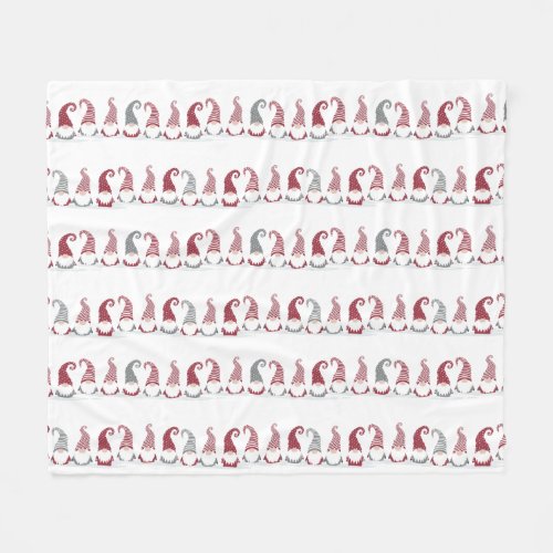 Rows of holiday gnomes in the snow fleece blanket