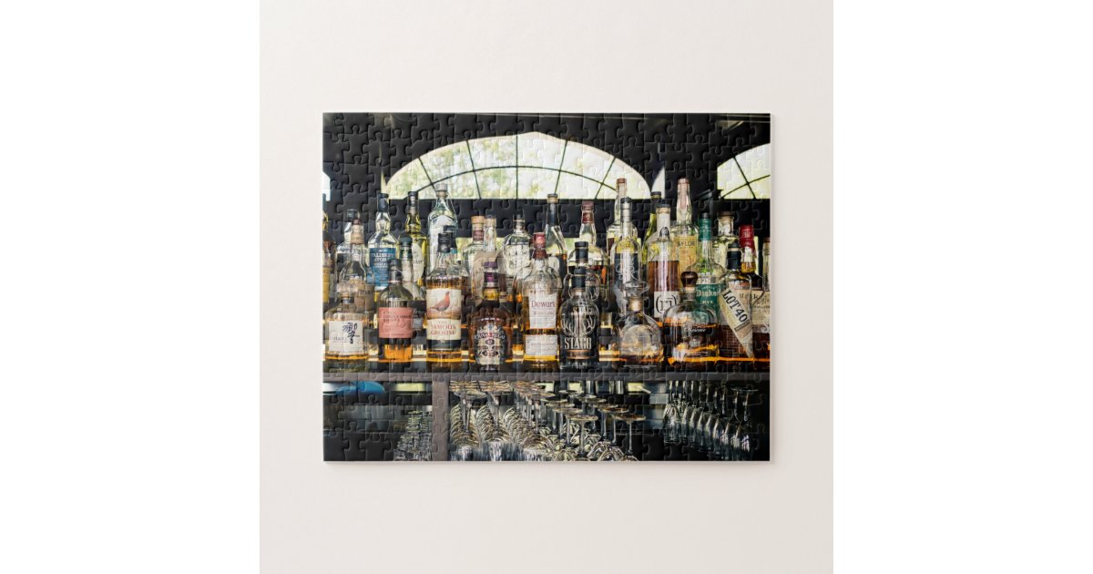 Rows of Liquor Bottles in Bar Jigsaw Puzzle | Zazzle.com