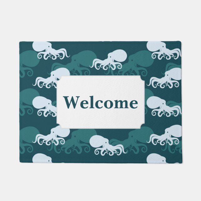 Rows Of Octopus Pattern | Add Your Text Doormat (Front)