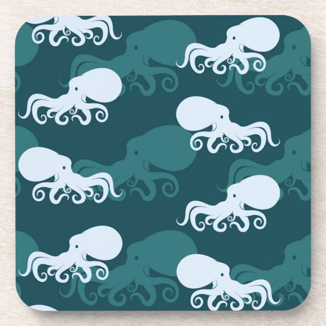Rows Of Octopus Pattern Drink Coaster (Front)