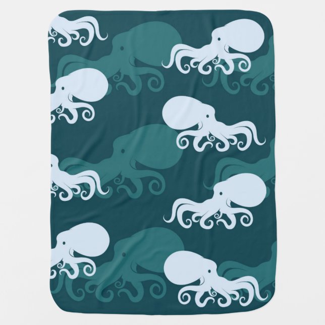 Rows Of Octopus Pattern Swaddle Blanket (Front)