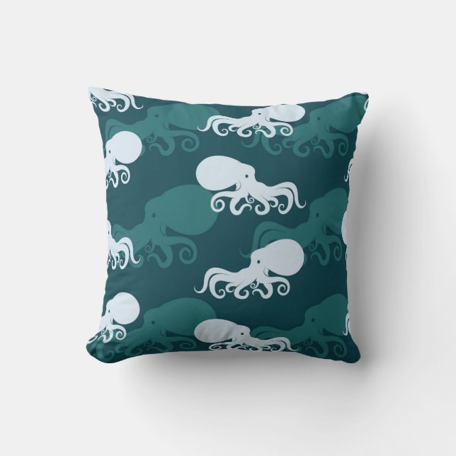 Rows Of Octopus Pattern Throw Pillow (Front)