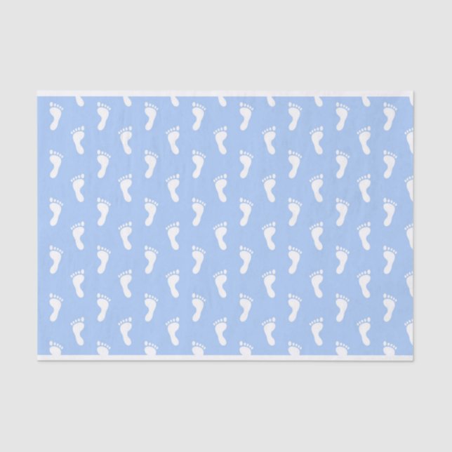ROWS OF PASTEL BLUE BABY FEET TISSUE PAPER (Front)