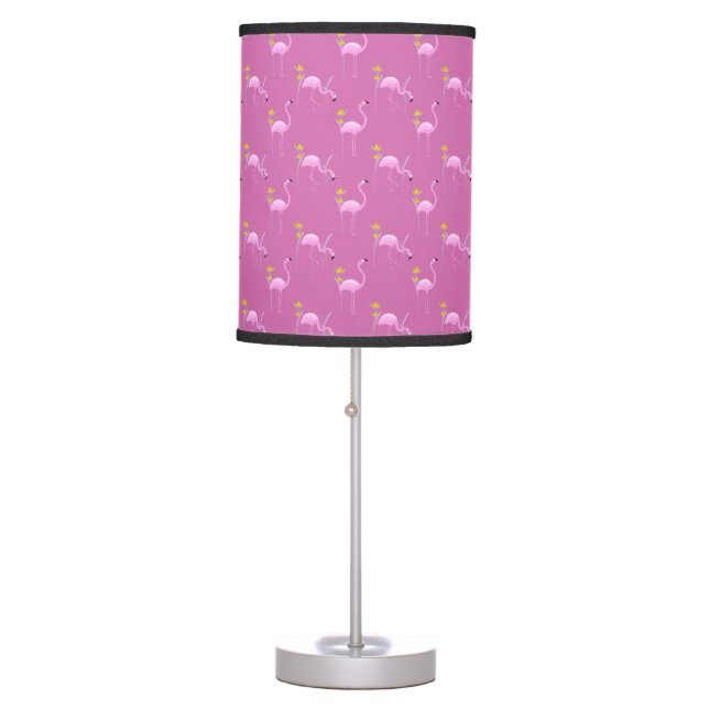 ROWS OF PINK TROPICAL FLAMINGO BIRDS TABLE LAMP (Front)