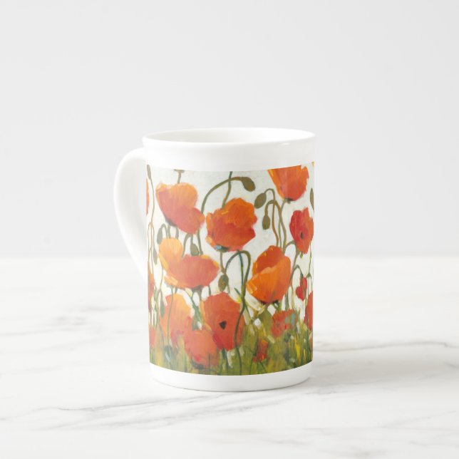 Rows of Poppies I Bone China Mug (Front Left)