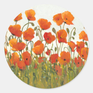 Rows of Poppies I Classic Round Sticker