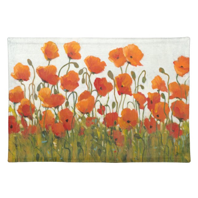 Rows of Poppies I Cloth Placemat (Front)