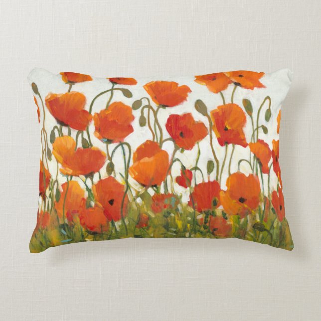 Rows of Poppies I Decorative Pillow (Front)