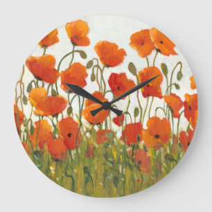 Rows of Poppies I Large Clock
