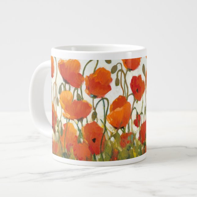 Rows of Poppies I Large Coffee Mug (Front Left)