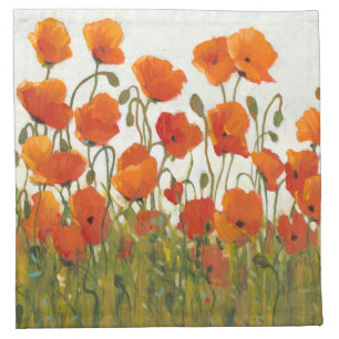 Rows of Poppies I Napkin