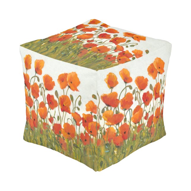 Rows of Poppies I Pouf (Angled Front)