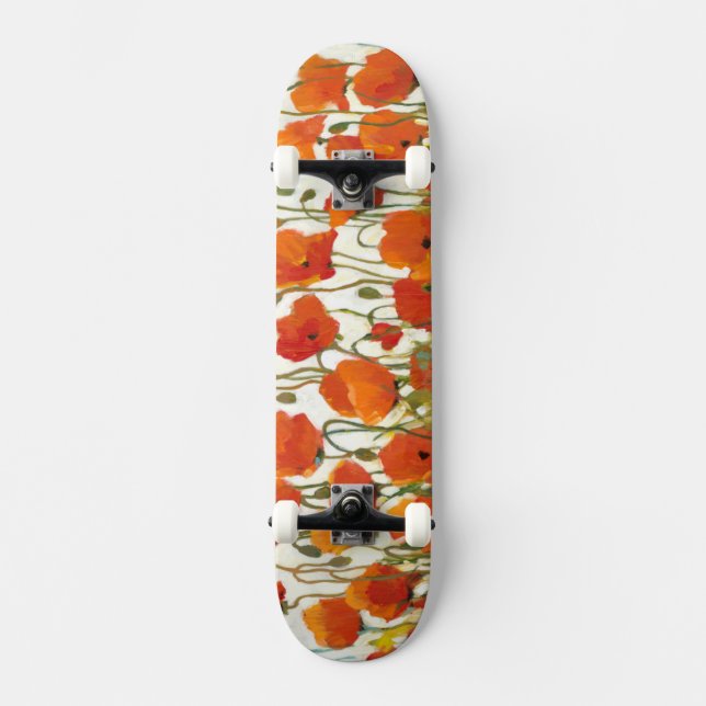 Rows of Poppies I Skateboard Deck (Front)