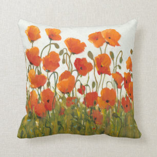 Rows of Poppies I Throw Pillow