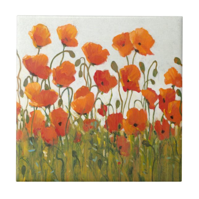 Rows of Poppies I Tile (Front)