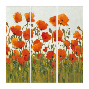 Rows of Poppies I Triptych