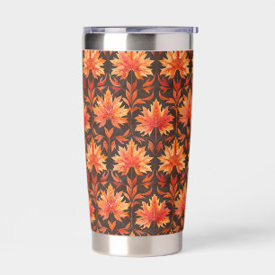 ROWS OF RED ORANGE YELLOW FALL AUTUMN LEAVES INSULATED TUMBLER