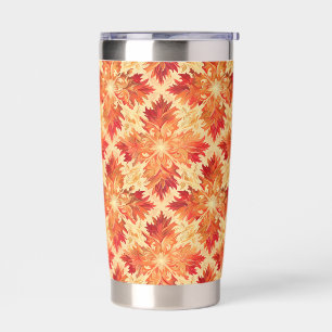 ROWS OF RED ORANGE YELLOW FALL AUTUMN LEAVES INSULATED TUMBLER