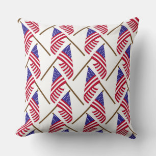 ROWS OF RED WHITE BLUE AMERICAN FLAGS THROW PILLOW
