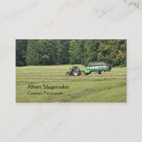 Rows of silage being collected business card
