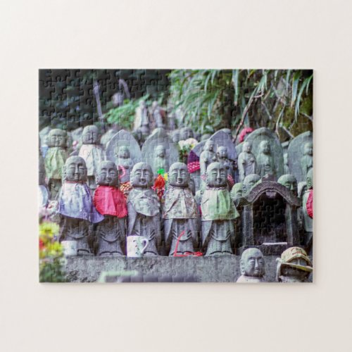 Rows of small Jizo monk statues with bibs _ Japan Jigsaw Puzzle
