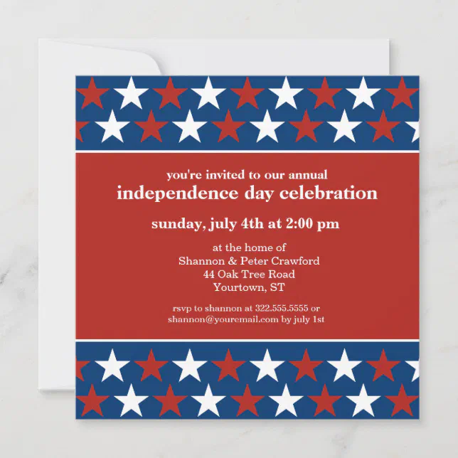 Rows of Stars Independence Day invitation | Zazzle