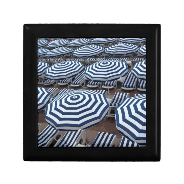 Rows Of Striped Beach Umbrellas With Sun Beds Jewelry Box (Front)