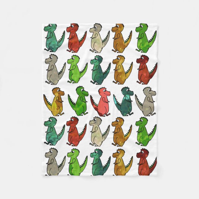 Rows of T-Rex Fleece Blanket (Front)