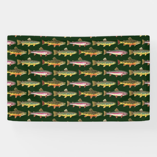 Rows of Trout Fly Fishing - Fisherman's Banner (Horizontal)