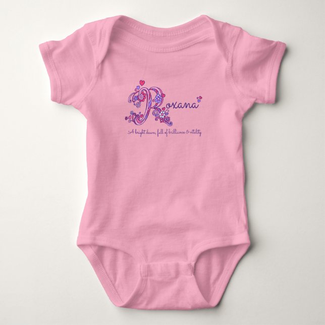 Roxana name and meaning baby girls clothing bodysuit (Front)