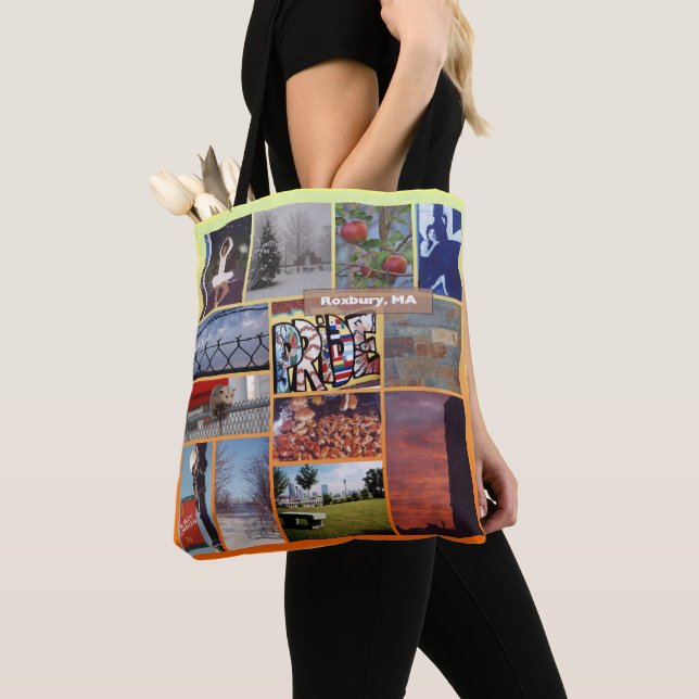 Roxbury, Massachusetts Photo Collage Tote Bag (Close Up)