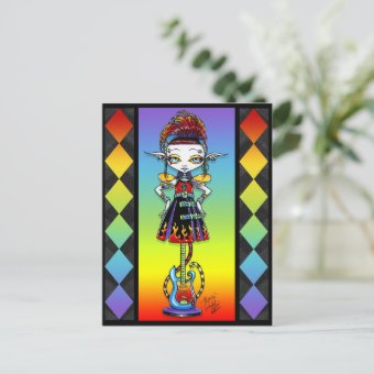 Roxsy Pixie Stick Psychobilly Rainbow Fae Postcard | Zazzle