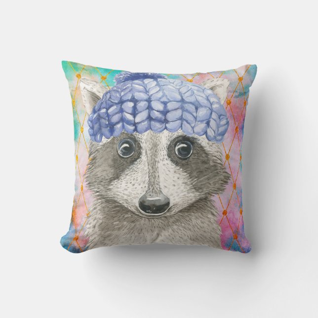 Roxy the Raccoon Throw Pillow (Front)