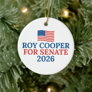 Roy Cooper for Senate 2026 Election Christmas Ceramic Ornament