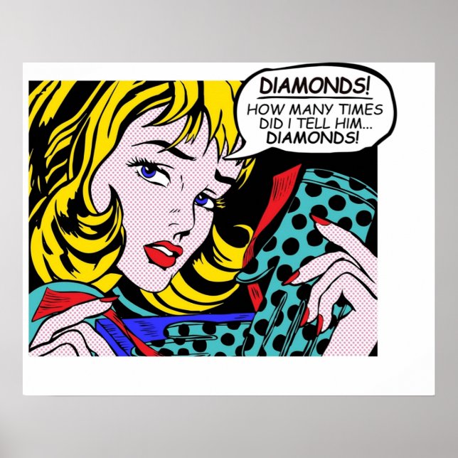 Roy Lichtenstein Comic Art - Girl with Gloves Poster (Front)