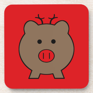Roy the Christmas Pig Beverage Coaster