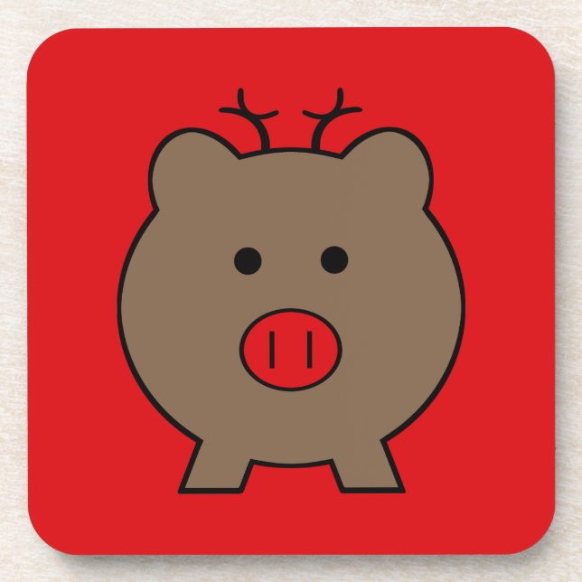 Roy the Christmas Pig Beverage Coaster (Front)