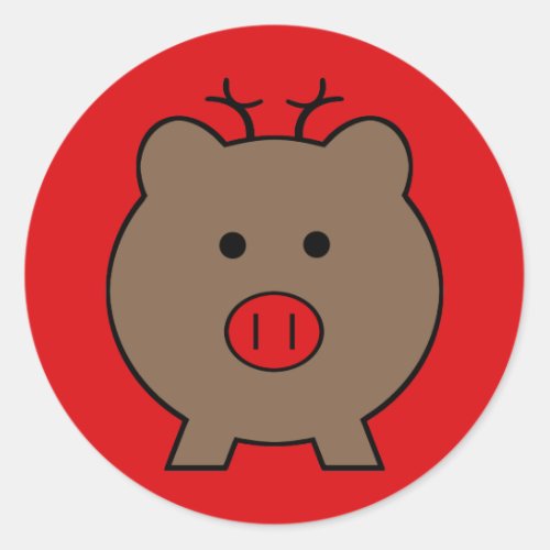 Roy the Christmas Pig Classic Round Sticker